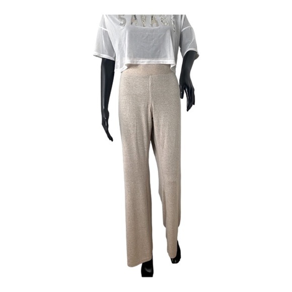 Zella Lotus Lounge Flare Leg Pants Beige Oatmeal Heather Sz XL - Picture 1 of 15